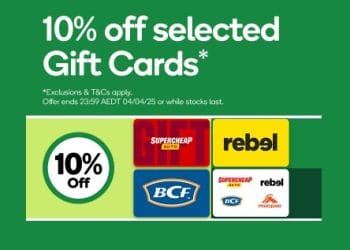 Woolworths: 10% off selected gift cards