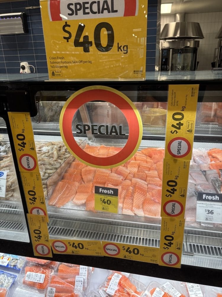 Coles (Lindfield): Fresh Salmon Portions Skin Off – $40 per kg