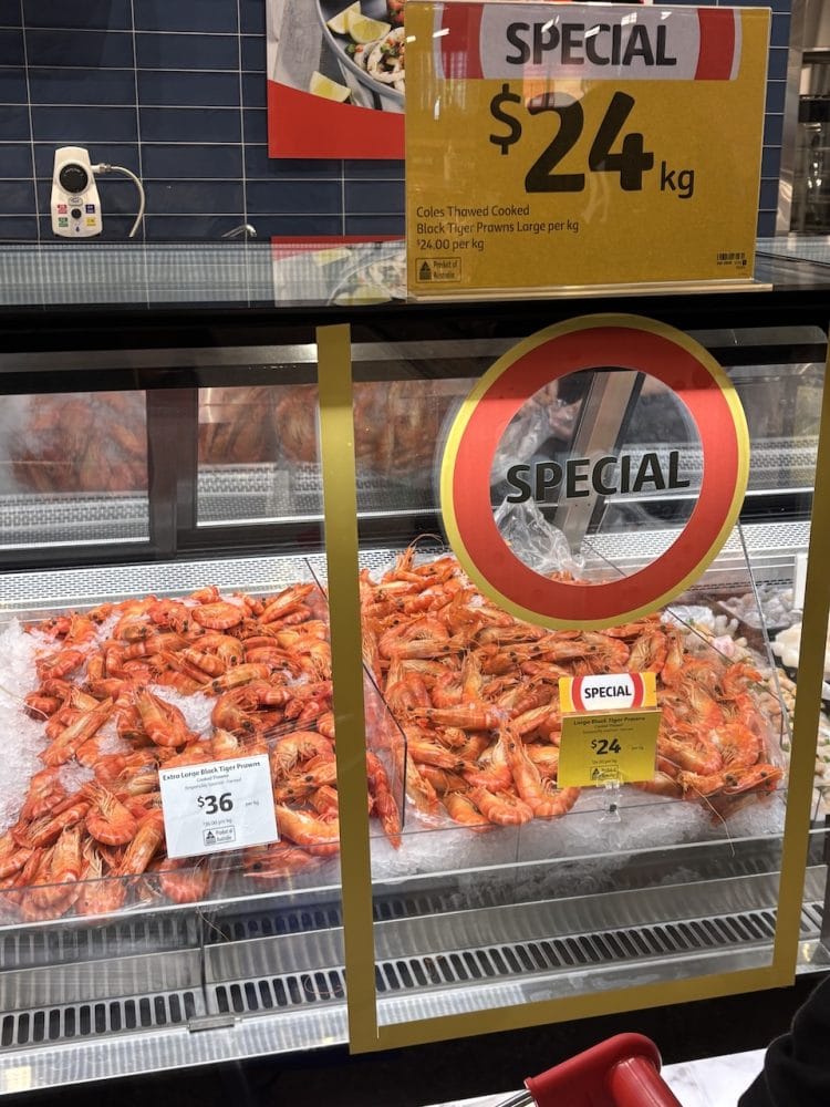 Coles (Lindfield): Thawed Cooked Black Tiger Prawns – $24 per kg