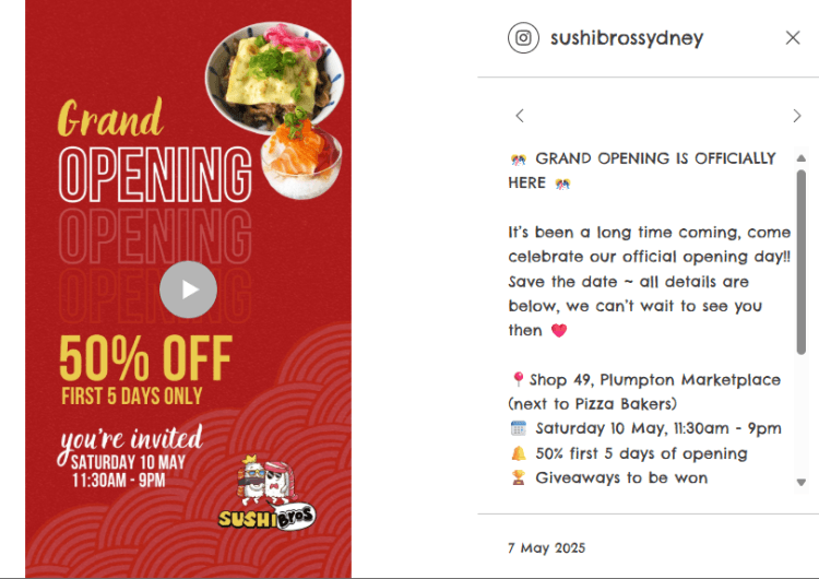 Sushi Bros (Plumpton NSW): 50% Opening Special (9-13 May)