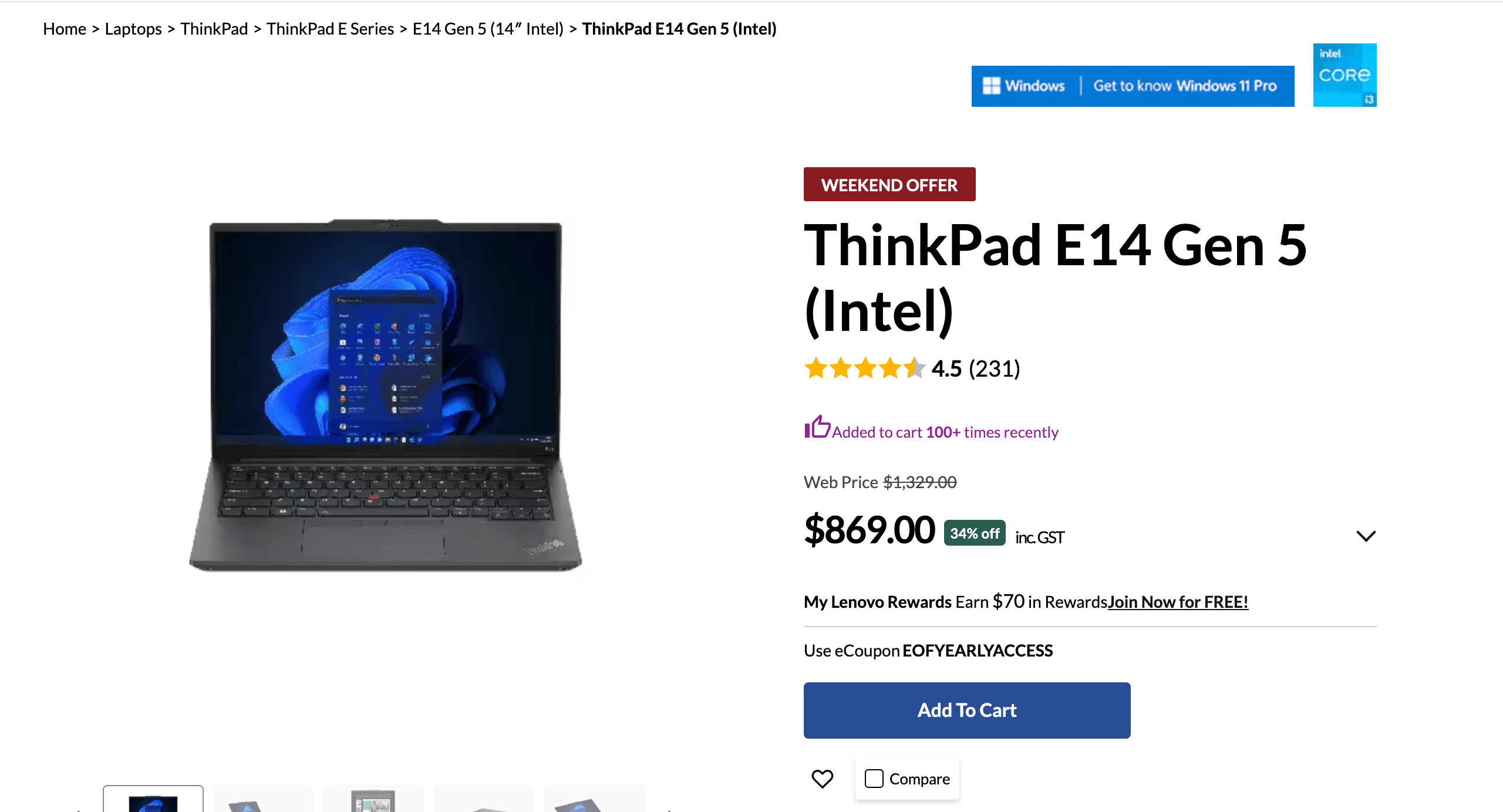 Lenovo: ThinkPad E14 Gen 5 (Intel) - 34% Off - $869 - Current Specials ...