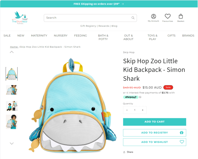 The Stork Nest: Skip Hop Backpack (Simon Shark) – was $49.95, now $15