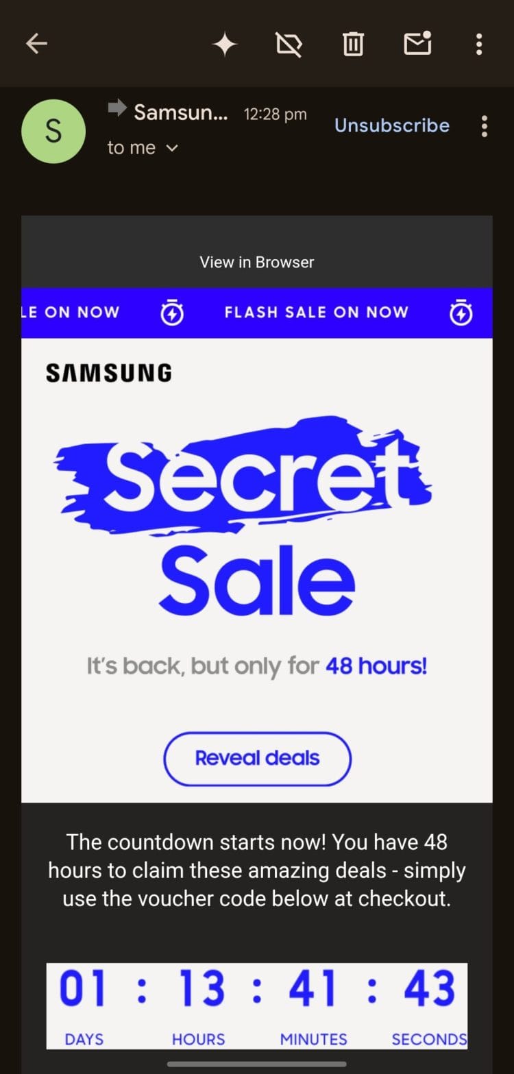 Samsung: 48 hour Secret Sale (19 May 2025)