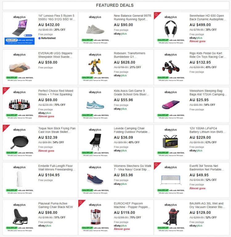 eBay: extra 20% off with coupon code