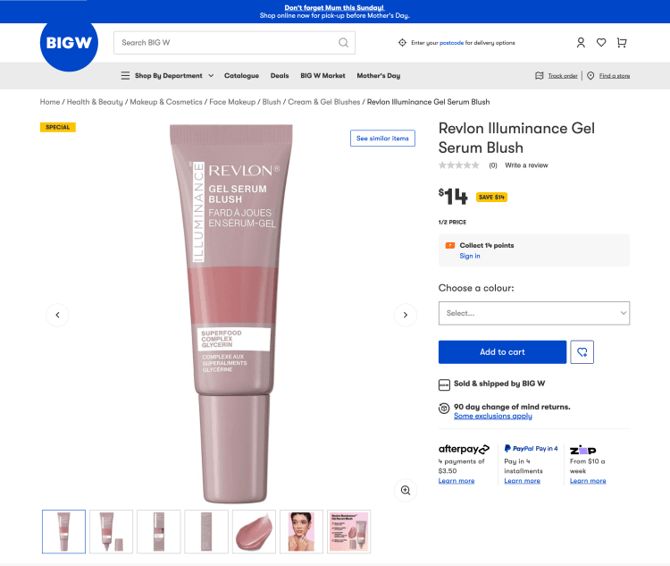 Big W: Revlon Illuminance Gel Serum Blush – 1/2 price – $14