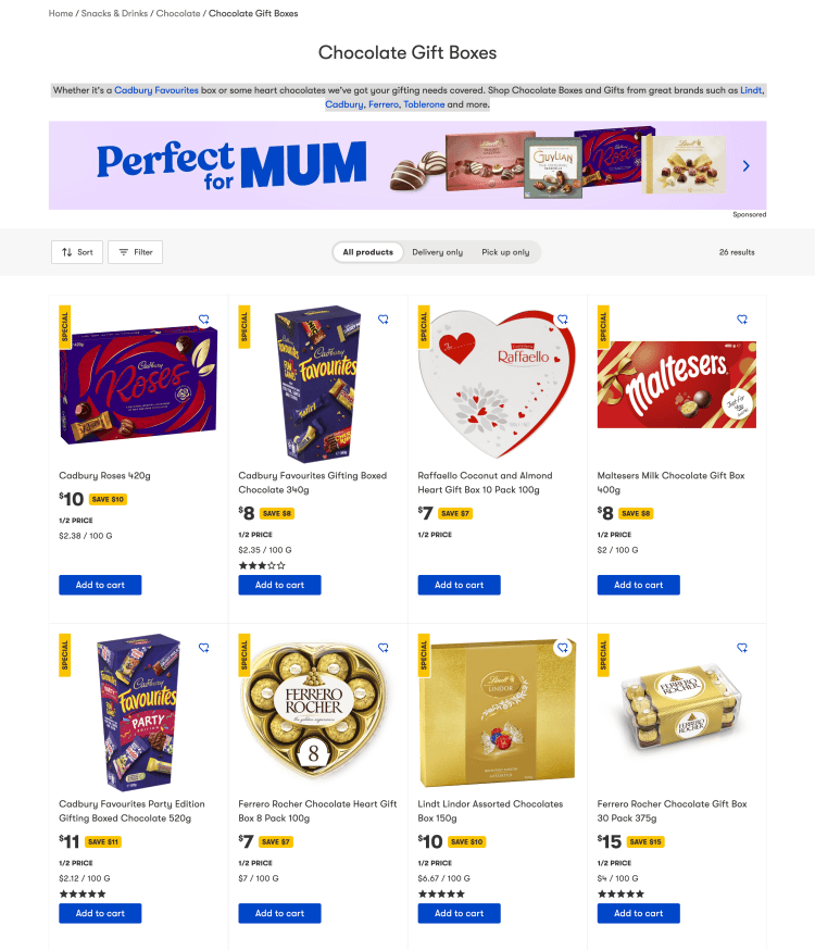 Big W: Chocolate Gift Boxes for Mother’s Day – 1/2 price