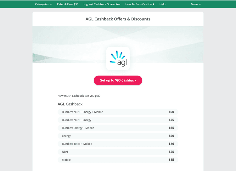 TopCashback: AGL Up To $90 Cashback