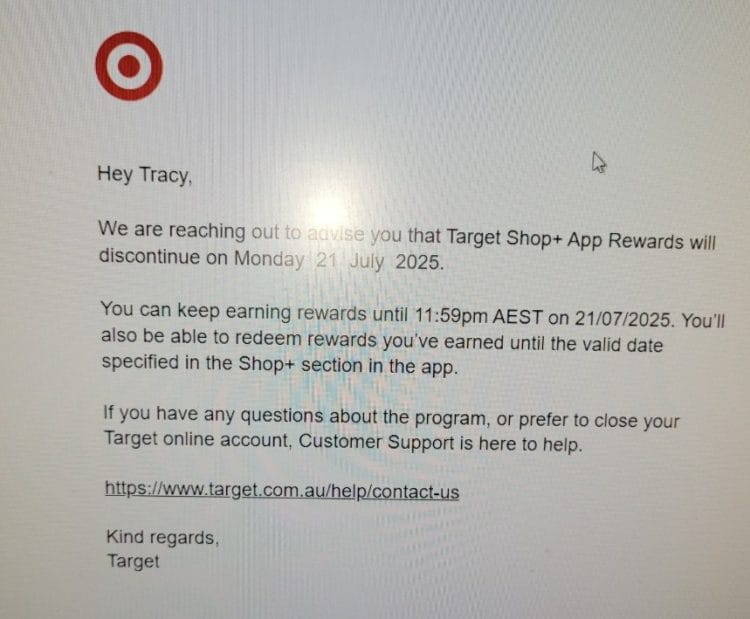 Target Shop+ App Rewards shutting down