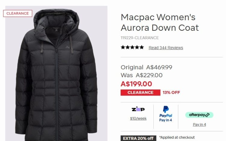 Macpac: Women’s Aurora Down Coat down to $199