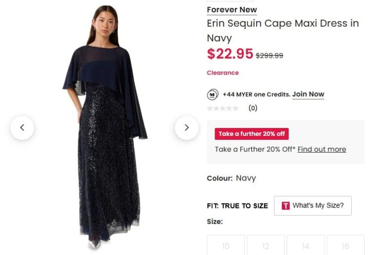 Myer: Forever New Erin Sequin Cape Maxi Dress $22.95