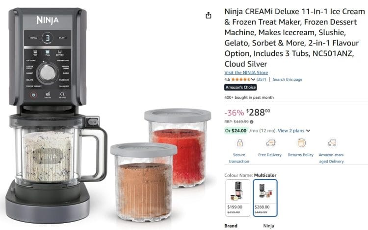 Amazon: Ninja CREAMi Deluxe NC501ANZ 36% off – $288