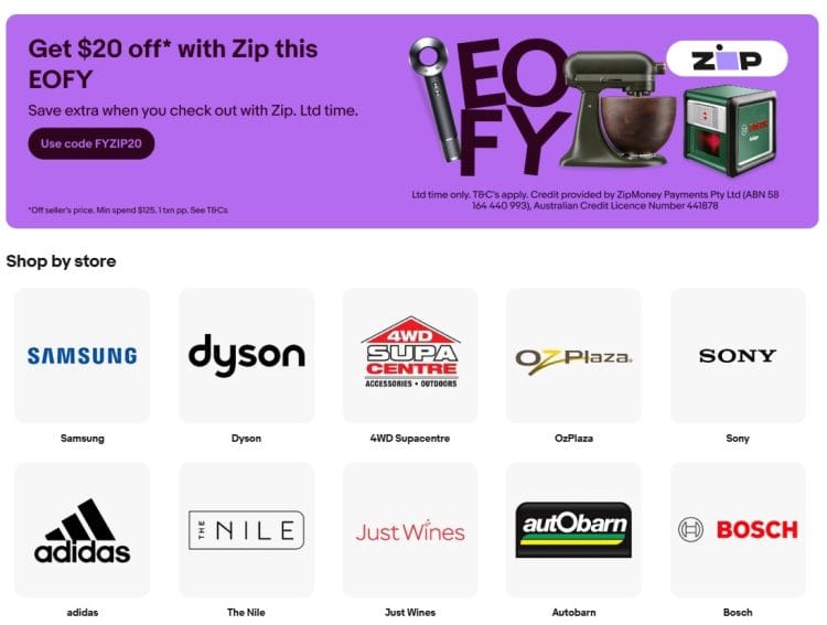 eBay: $20 off with code when you check out with Zip pay