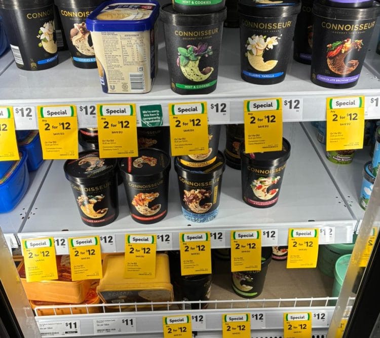 Woolworths (Macarthur Square): 2 for $12 Connoisseur tubs