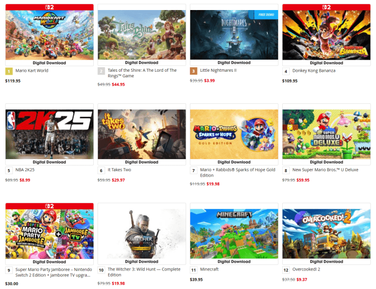 Nintendo Switch eShop: big markdowns