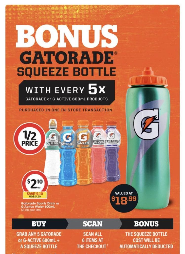 Coles Free Gatorade Squeeze Bottle
