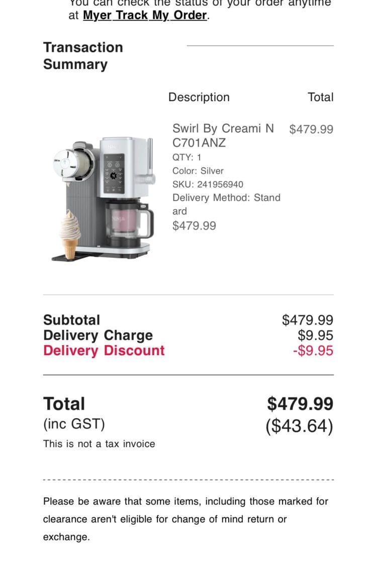 Myer: Ninja Swirl on sale at Myer – $479.99