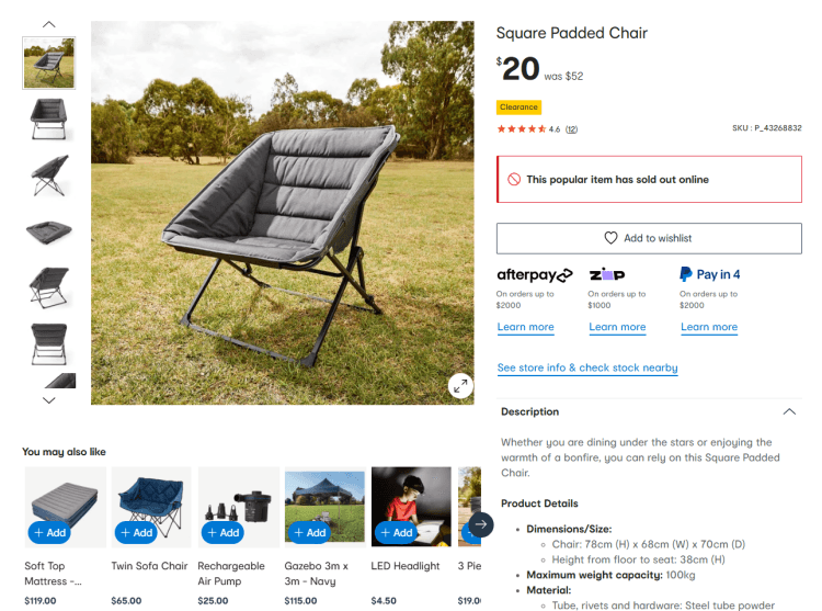 Kmart: Square Padded Chair $20