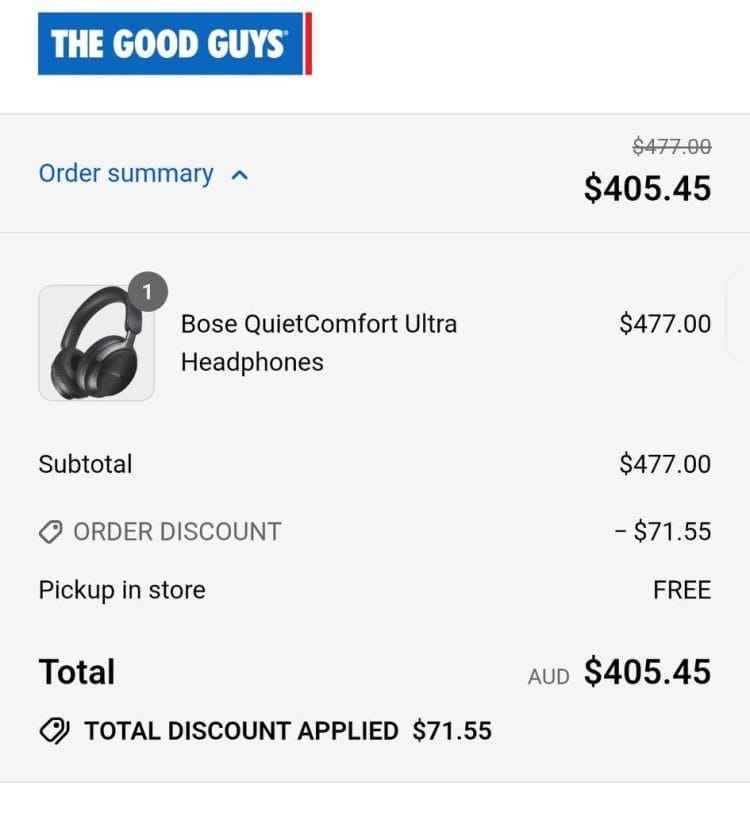 The Good Guys: Bose QuietComfort Ultra $405.45 with coupon