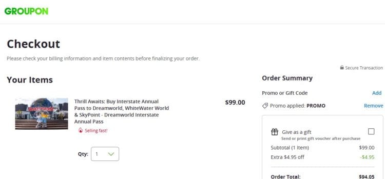 Dreamworld Annual Groupon 94.05