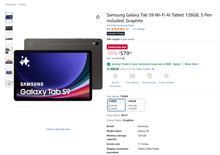 Amazon: Samsung Galaxy Tab S9 + S Pen – 55% off, now $579