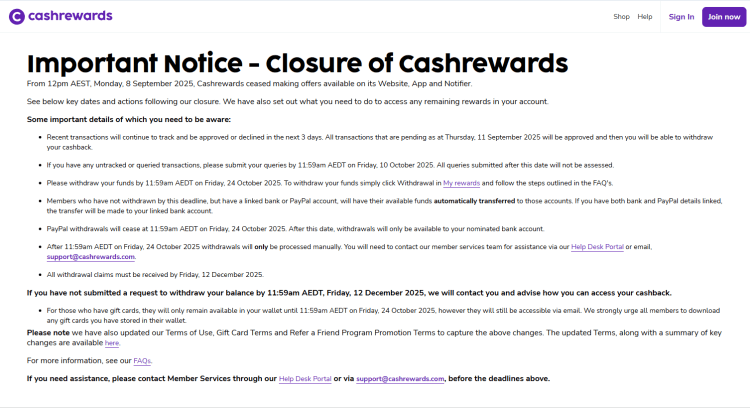 Cashrewards is shutting down!?