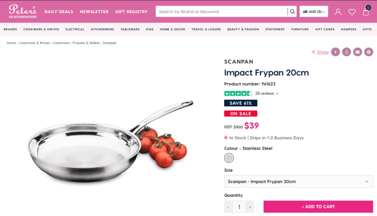 Peter’s of Kensington: Scanpan Impact Frypan 20cm, now $39