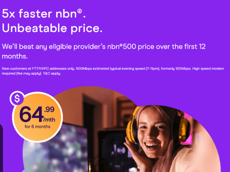 TPG: NBN 500 $64.99/mth for 6 months