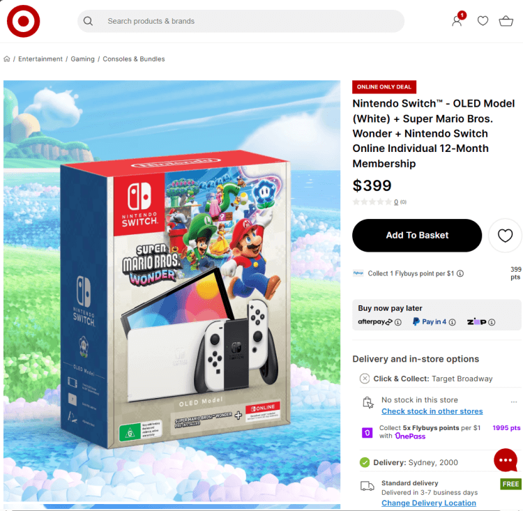 Target: Nintendo Switch OLED (White) + Super Mario Bros Wonder Bundle – now $399