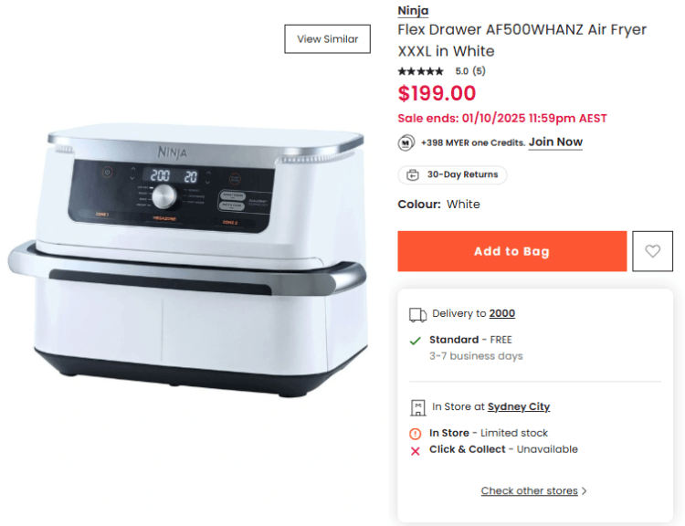 Myer: Ninja Flex Drawer AF500WHANZ $199