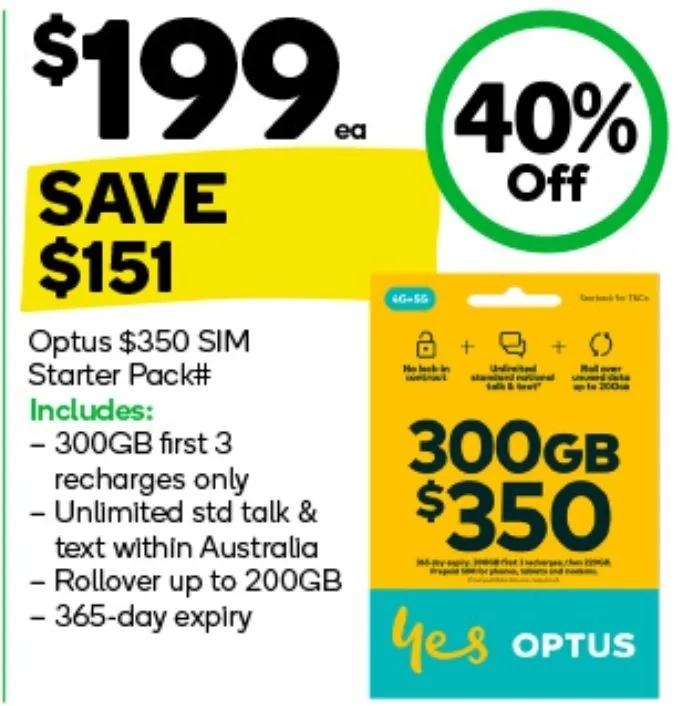 Woolworths: 300GB Sim Start Pack $180