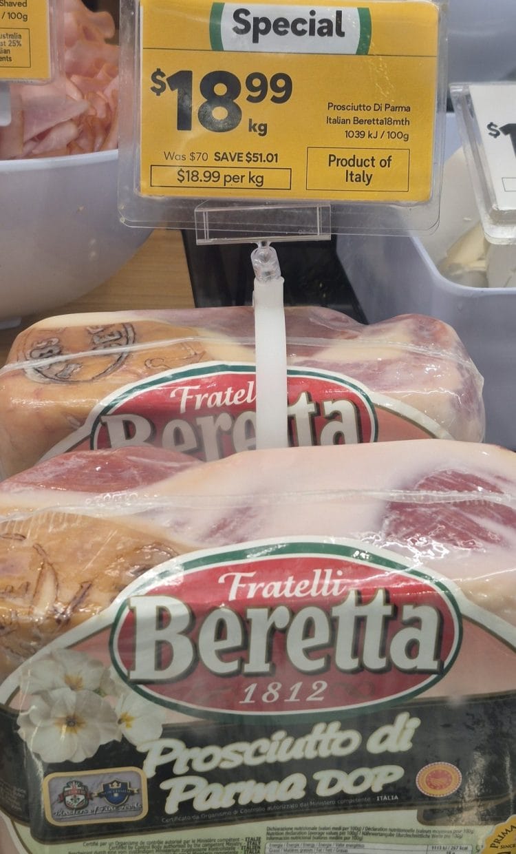 Woolworths (Gungahlin): Prosciutto $18.99/kg