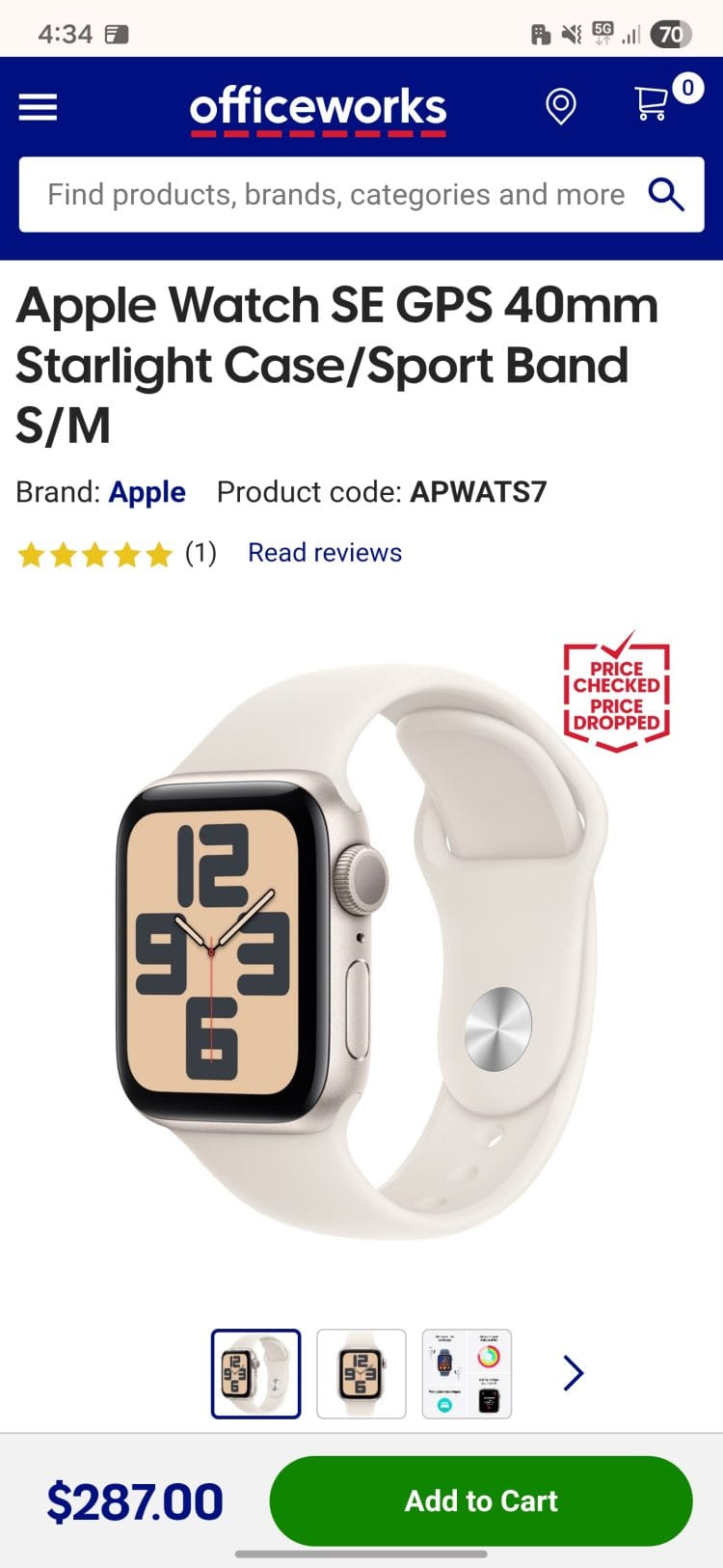 Officeworks: Apple Watch SE 2024 $287