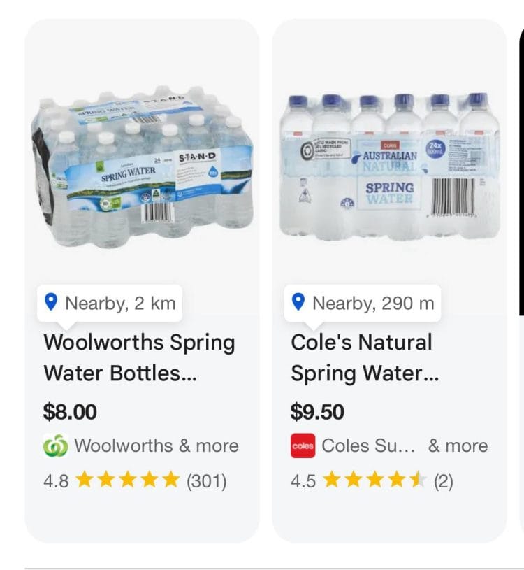 Coles put their water back up again!