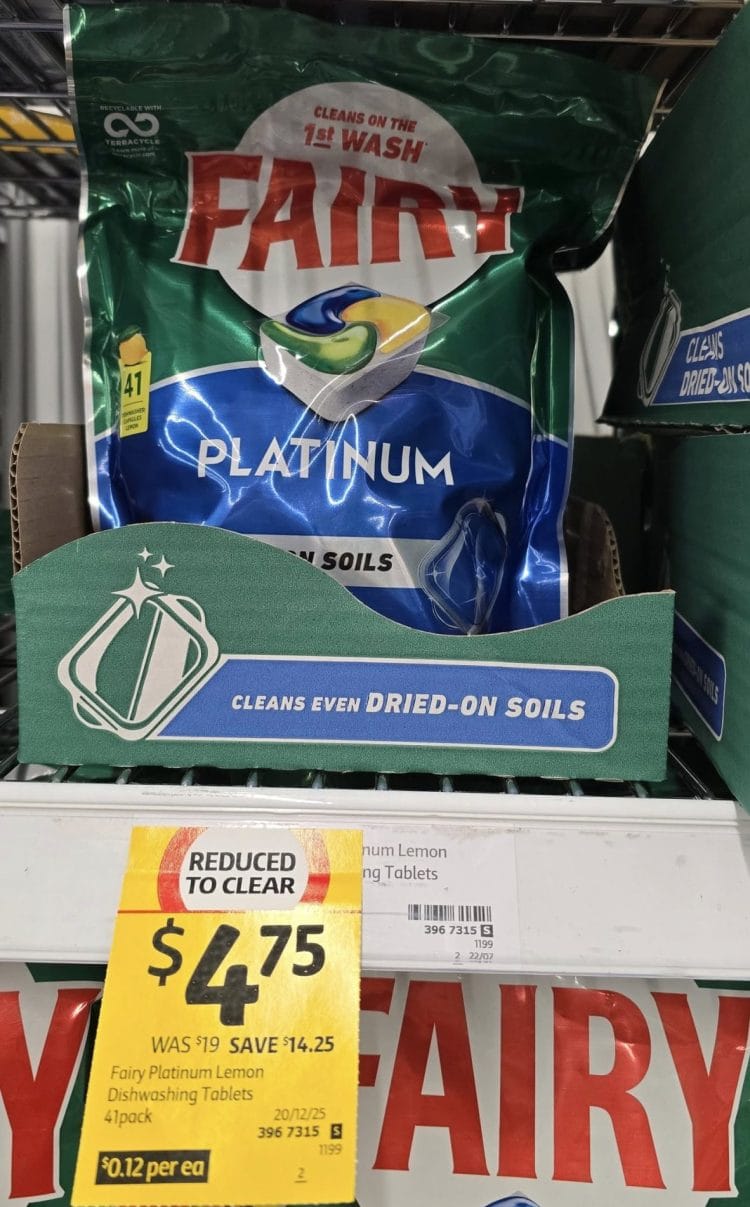 Coles: Fairy Platinum Lemon Dishwashing Tablets $4.75