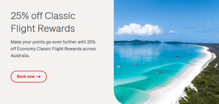 Qantas: 25% off classic flight rewards