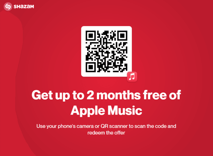 Shazam: get up to 2 months of free Apple Music