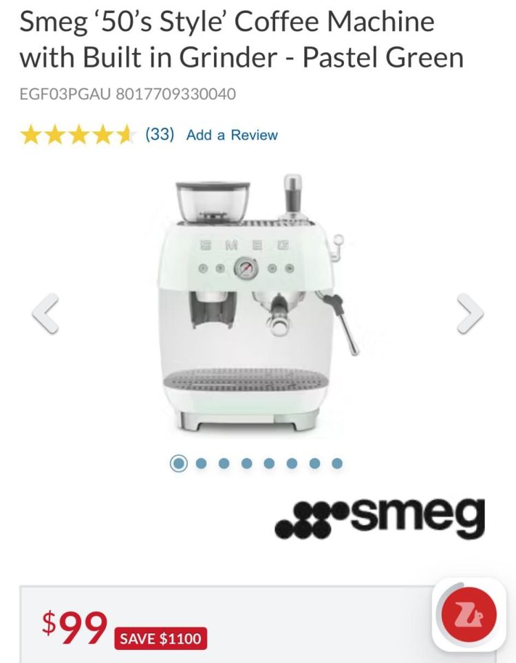 Harvey Norman: $99 Smeg Coffee Machine (pricing error)