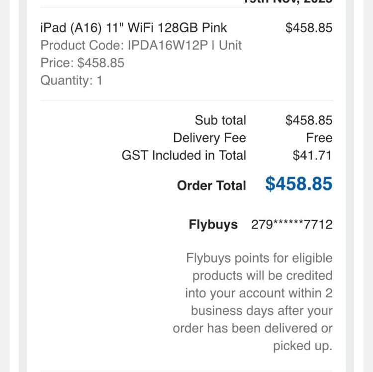 Officeworks: Apple iPad A16 Pink $458.85
