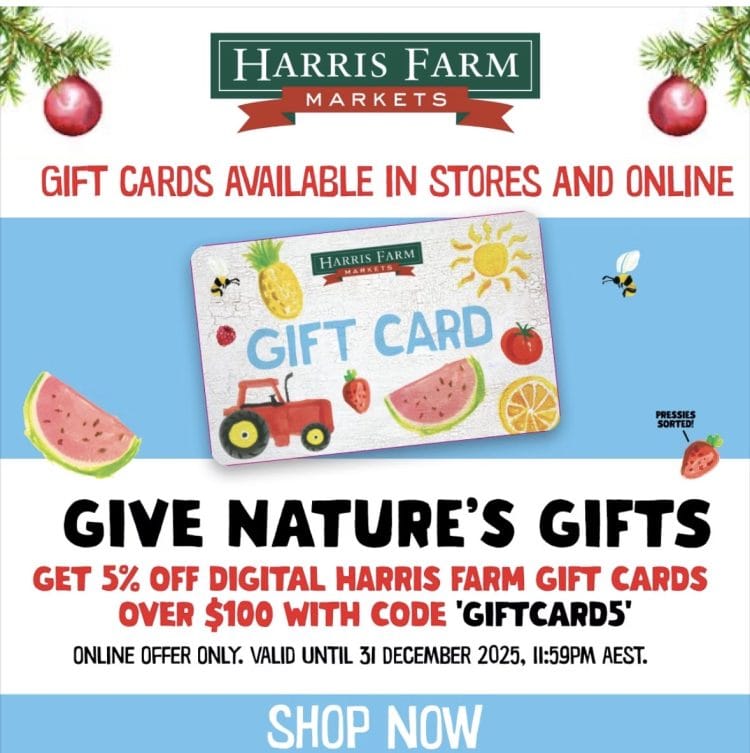 Harris Farm: 5% off giftcards over $100
