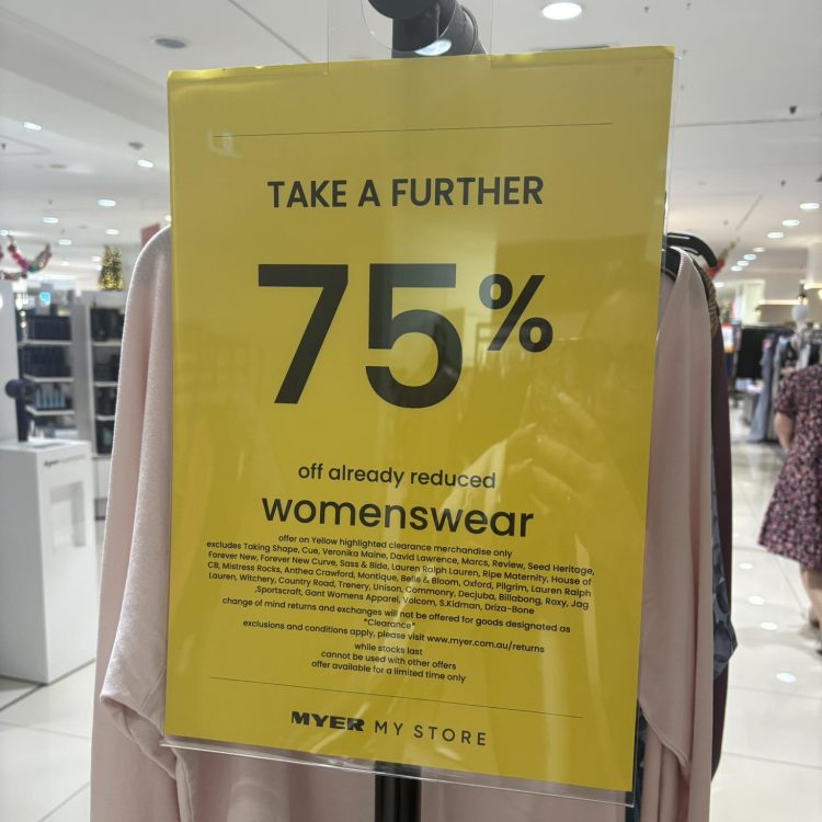 Myer 75% off Womenswear