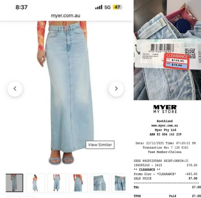 Myer: Guess Denim Skirt $7