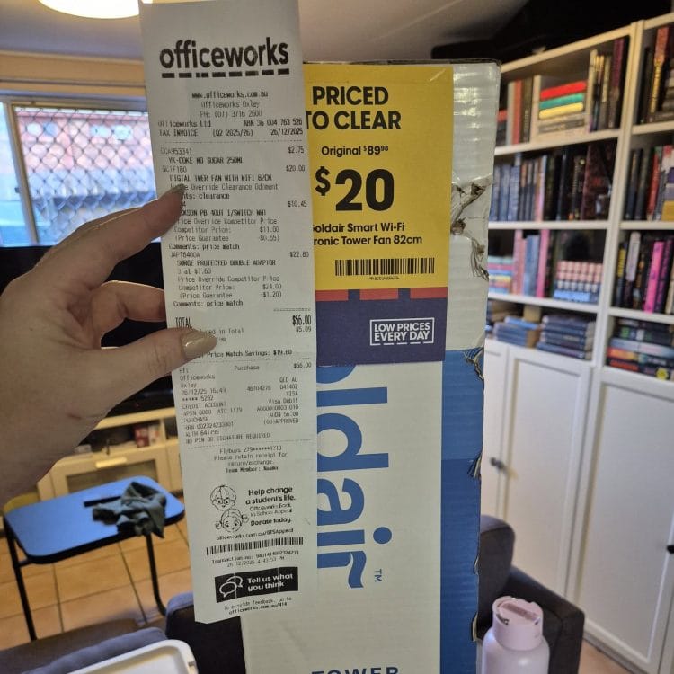 Officeworks (Oxley): Goldair Smart Wi-fi Tower Fan 82cm $20