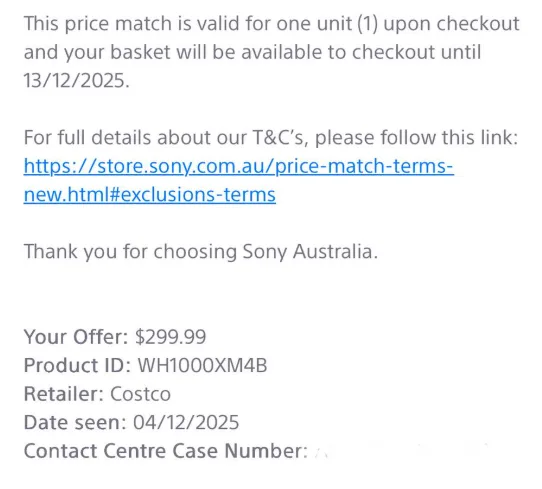 Sony: WH-1000XM4 Headphones $299.99 (Price Match)