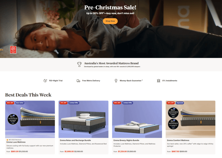 Emma Sleep: pre-christmas sale up to 30% off