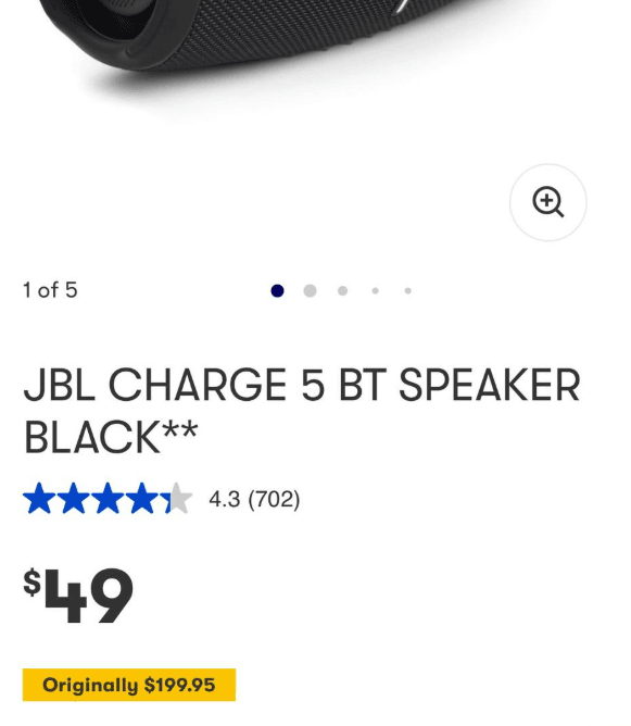 Big W: JBL Charge 5 BT Speaker $49