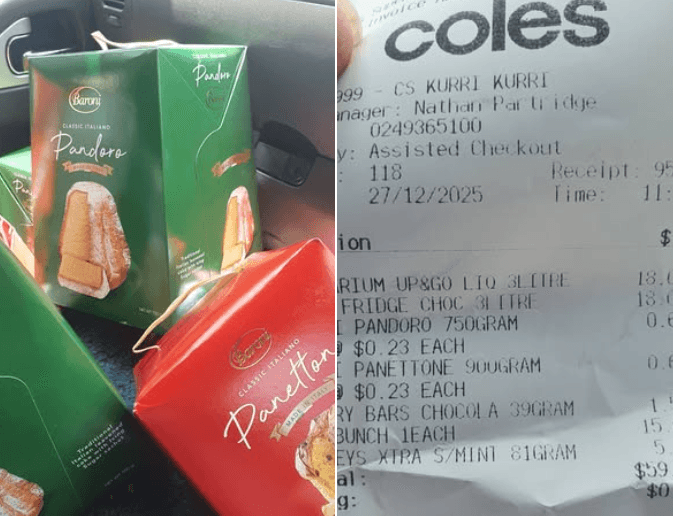 Coles (Kurri Kurri): Panetonne and Pandros $0.23