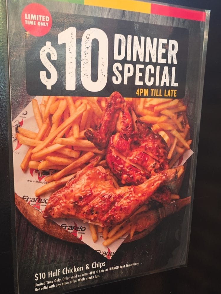 Frangos (Sydney CBD): $10 half chicken and chips