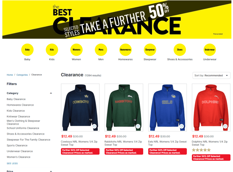 Best and Less: take a further 50% off select clearance lines