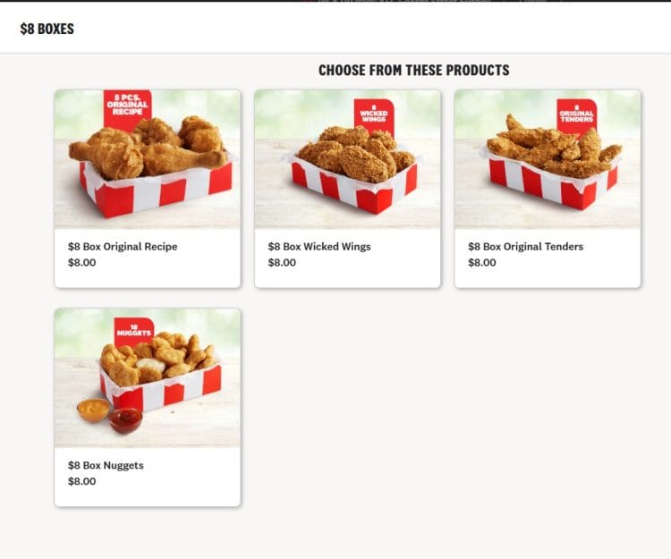 KFC: $8 boxes