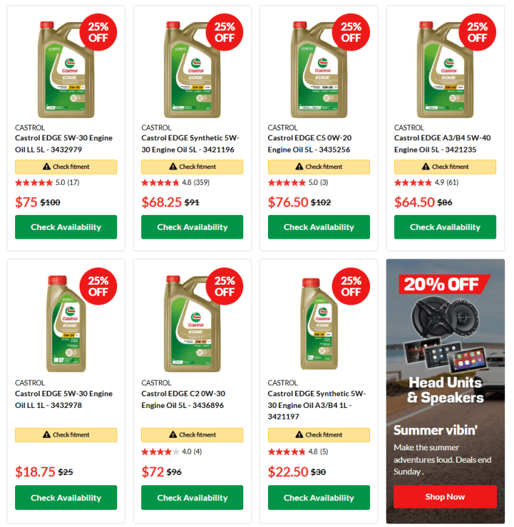 Repco: 25% off Castrol Edge